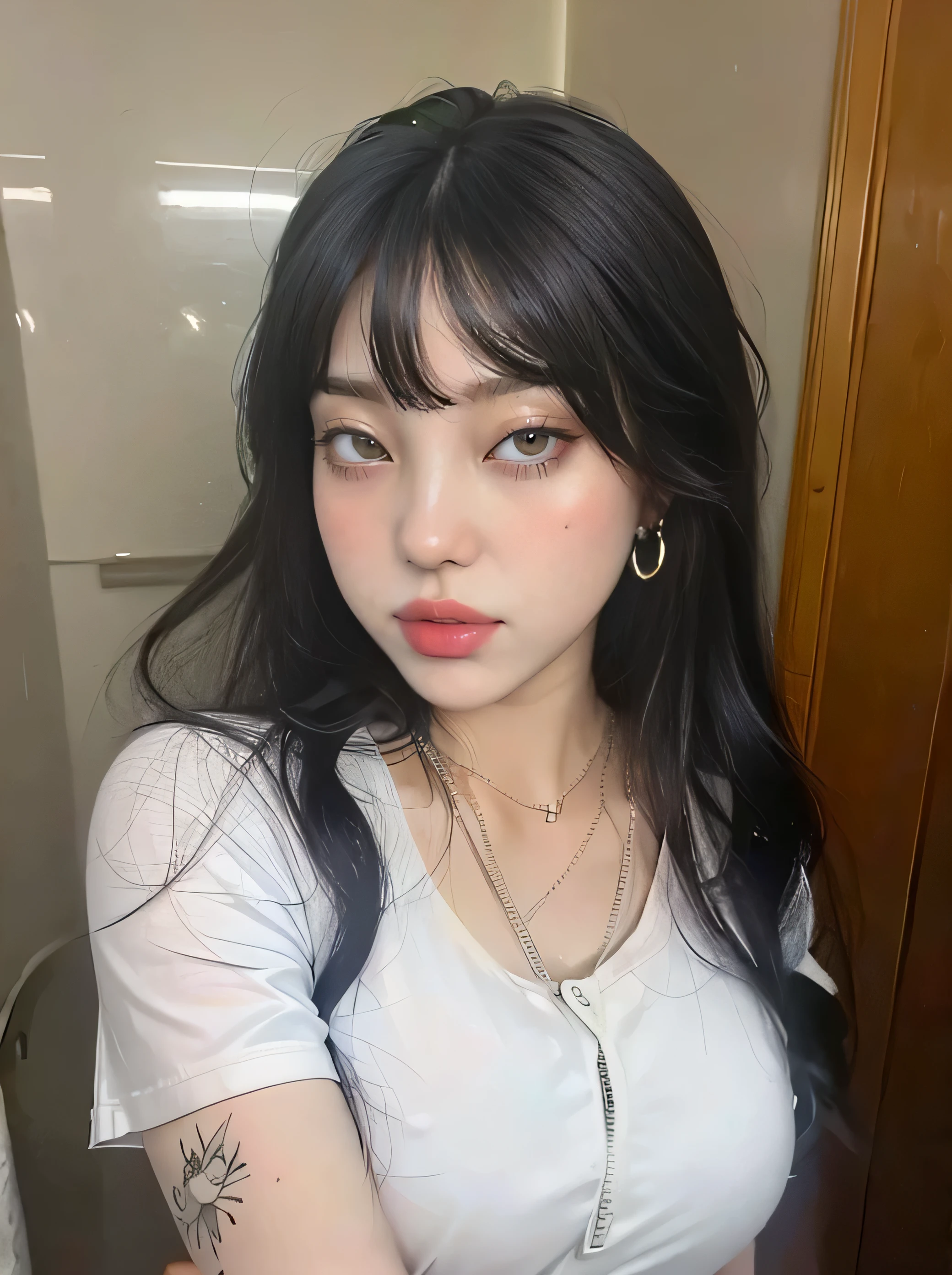 Jenni Blackpink HD with cute lips and huge, an Asian adult woman , beautiful hair, Arms pretty , seios grandes , fleshy lips, olhos bonitos, olhos bem bonitos, cabelo bem preto