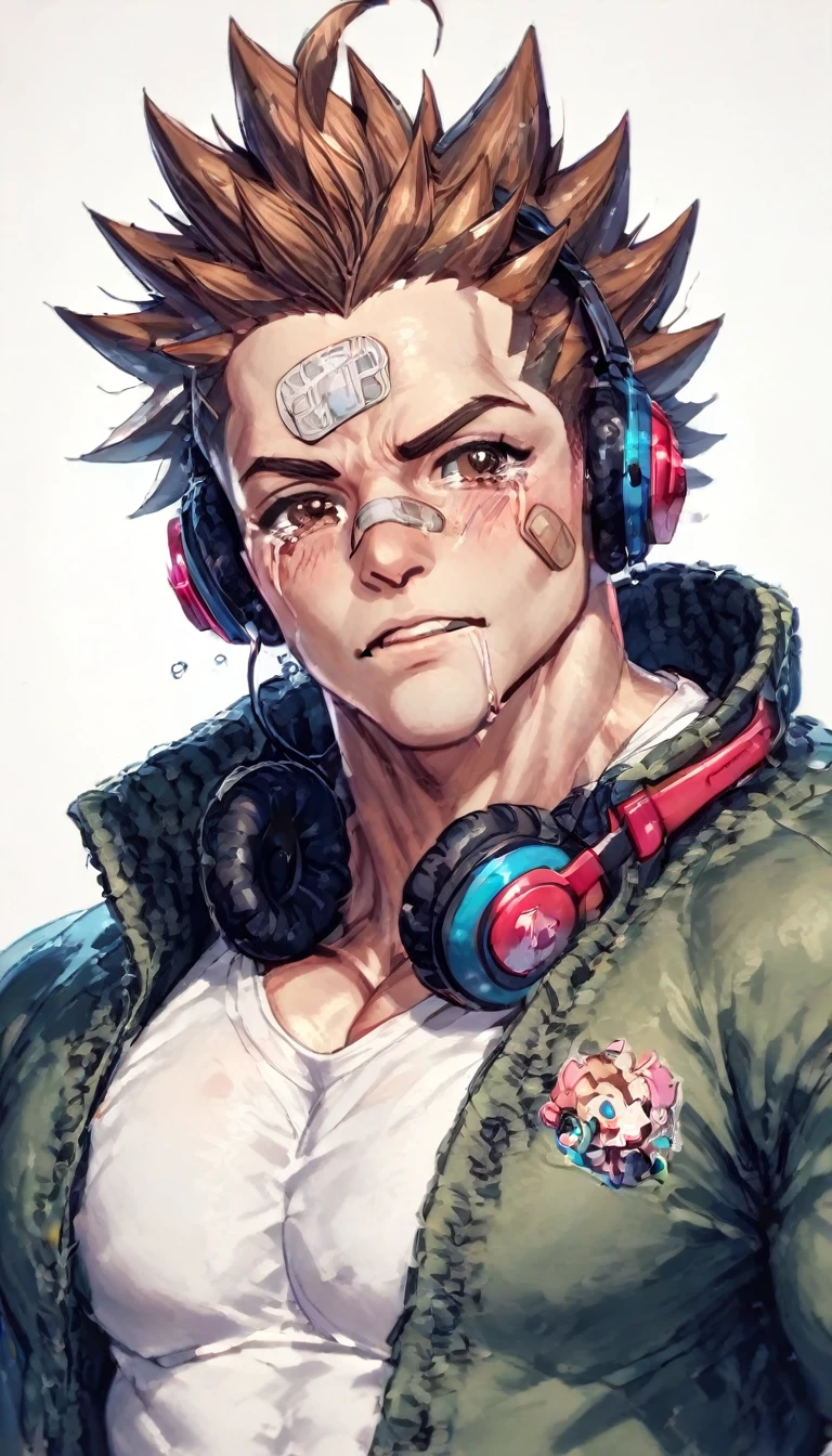 Highest quality,Anatomical,Huge muscles,(TodorokiKakeruPerson,brown hair,brown eyes,spiked hair,headphones,hair between eyes,ahoge,bandaid on face,bandaid),whole body,Very huge erect penis,Crying face,Showing off your penis,(Massive ,Chibi,Elementary school student&#39;s face),Anal Sex,Face suffering from pain,Shake hard,full body,(((rape))),man, anal sex, standing, man hug boy’s knees from back, man hold boy, breasts, nipples, both legs up, Open legs, best quality, very aesthetic, ultra-detailed, best illustration nsfw, sweat, steam, male ,