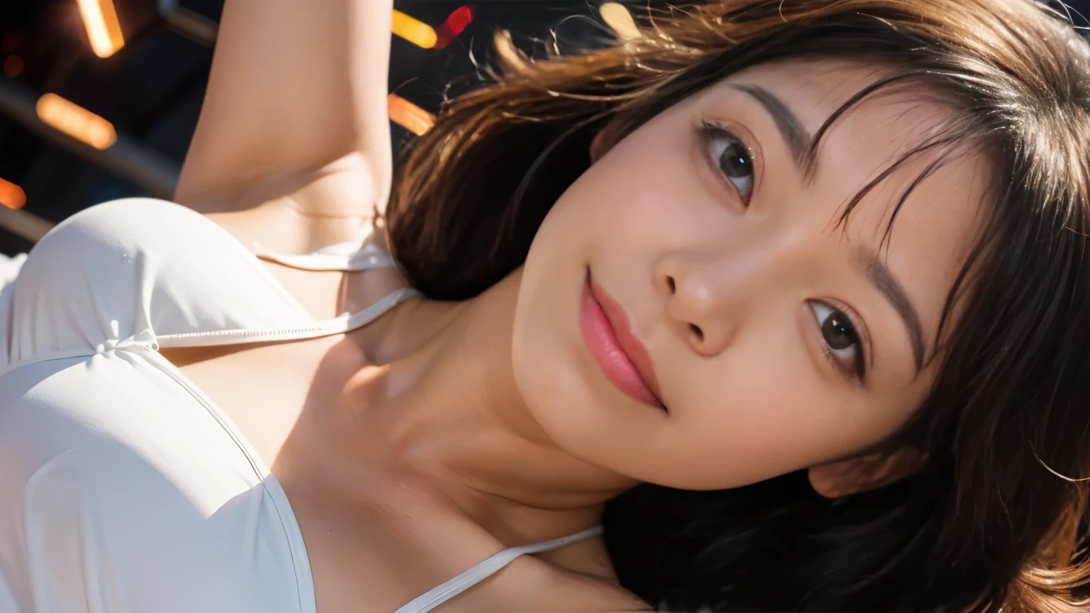 ((Top Quality, 8k, Masterpiece: 1.3)), Beauty, 1 Girl, Big: 1.3, Slender Abs: 1.1, Dark Brown Hair, updo hairstyle, (Lying on the Bed, Open with Legs Upright: 1.2), Ultra Detailed Face, Highly Detailed Lips, Detailed Eyes, Double Eyelids, Bra Red, Wet, Sweat, Orgasmic Face, Strips, All Fours, wet body, pubic area showing, pubic hair showing ,face focus, from below, naked, having penetration  with guy, looking at viewer, NSFW, aroused, screaming, sorrow eyes, closed eyes, looked up sky, open mouth, in hotel room,