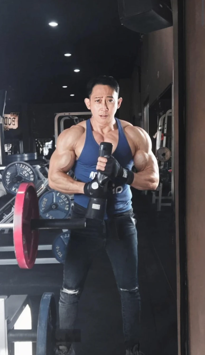 arafed man in a factory with a machine and a bottle of beer, muscle boy 2 , lean and muscular, sporty physique, strong and muscular, exaggerated muscle physique, slender and muscular build, lean but muscular, with abs, fitness model, body building blacksmith, ripped, a muscular, posing and flexing, strong young man, fit physique