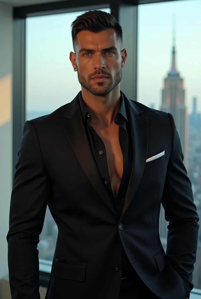 strong,Muscular male,Expose abs,No pants,Only white transparent panties are worn,Handsome facial features,Sexy sitting in an airplane seat,Wrapped in a blazer
