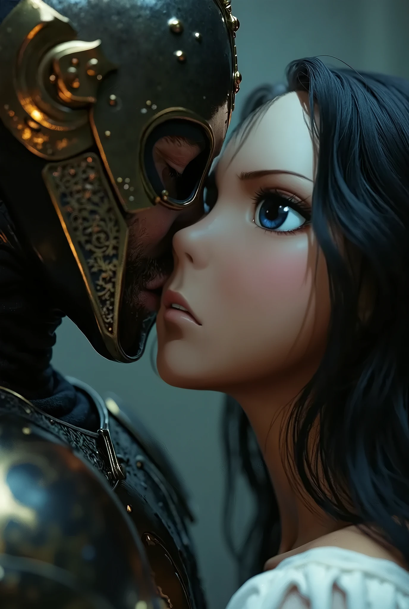 ((Aletta ocean face:1.3)), woman, ((perfect skin:1.4)), adorned in medieval armor, laying down, metal muscles, emanating a medieval elegance and marvel, armor pump boots, chrome reflective bra, chrome silver tiara, small armband, (shoulder armor), gauntlets, armored skirt, sword, shield, exposed midriff, (puffy lips:1.3), detailed eyes, ((slendered abs )), wide hips, (puffy lips:1.5), slender abs,rim lighting, side light, cinematic light, ultra high definition, 8k, film grain,best shadow, light particles, detailed skin texture, detailed gem armor texture, detailed face, intricate details, super detailed, bright, spiked heel boots
