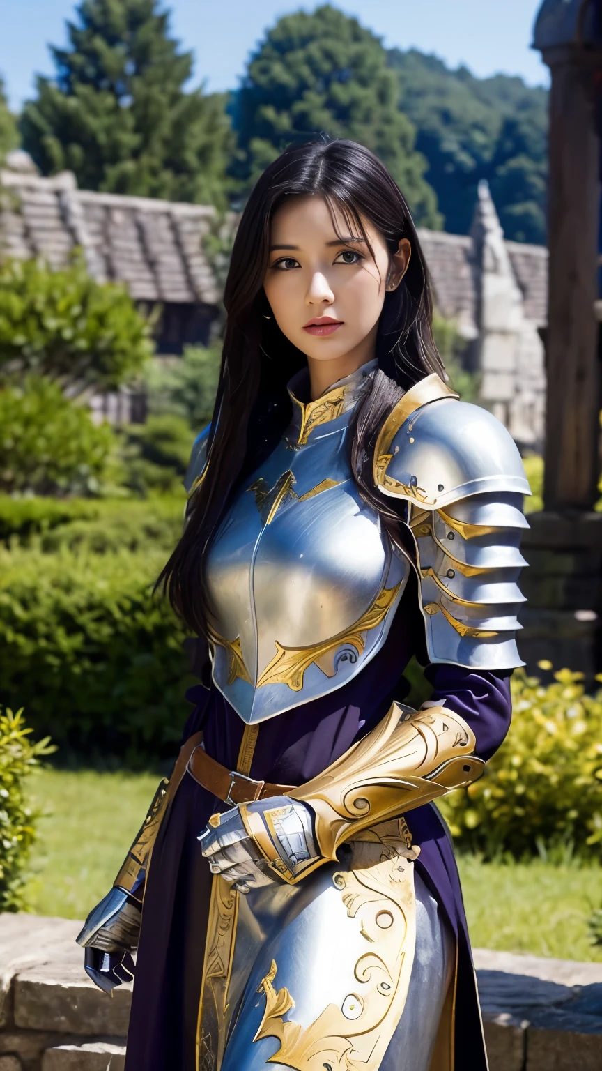 Close-up of a woman in armor and purple cloak, Koei Tecmo, Zhao Yun, China'Three Kingdoms, Bianlian, Genghis Khan, Feng Shui, ponytail, Xianxia Hero, Chinaの戦士,