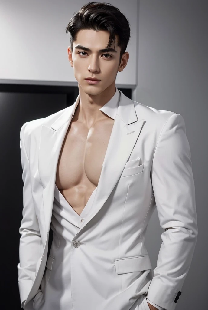 （1 Chinese man:1.5）,of a shirtless，Abs，chest muscle, South Korean male, korean muscle boy 2 1 years old, Male model, Model with attractive body, cute young man, hong june hyung, Cai Xukun, Kim Do-young, smooth body features