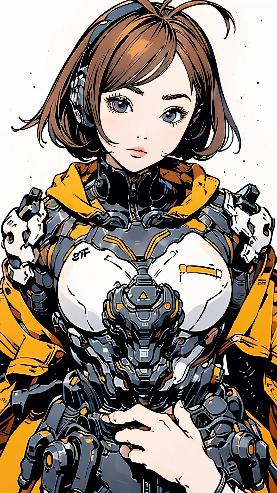 Power Loader、Upper Body、Hangar、girl、Black Hair、Shortcuts、Simple Background、Mecha Warrior、Masterpiece、Highest quality