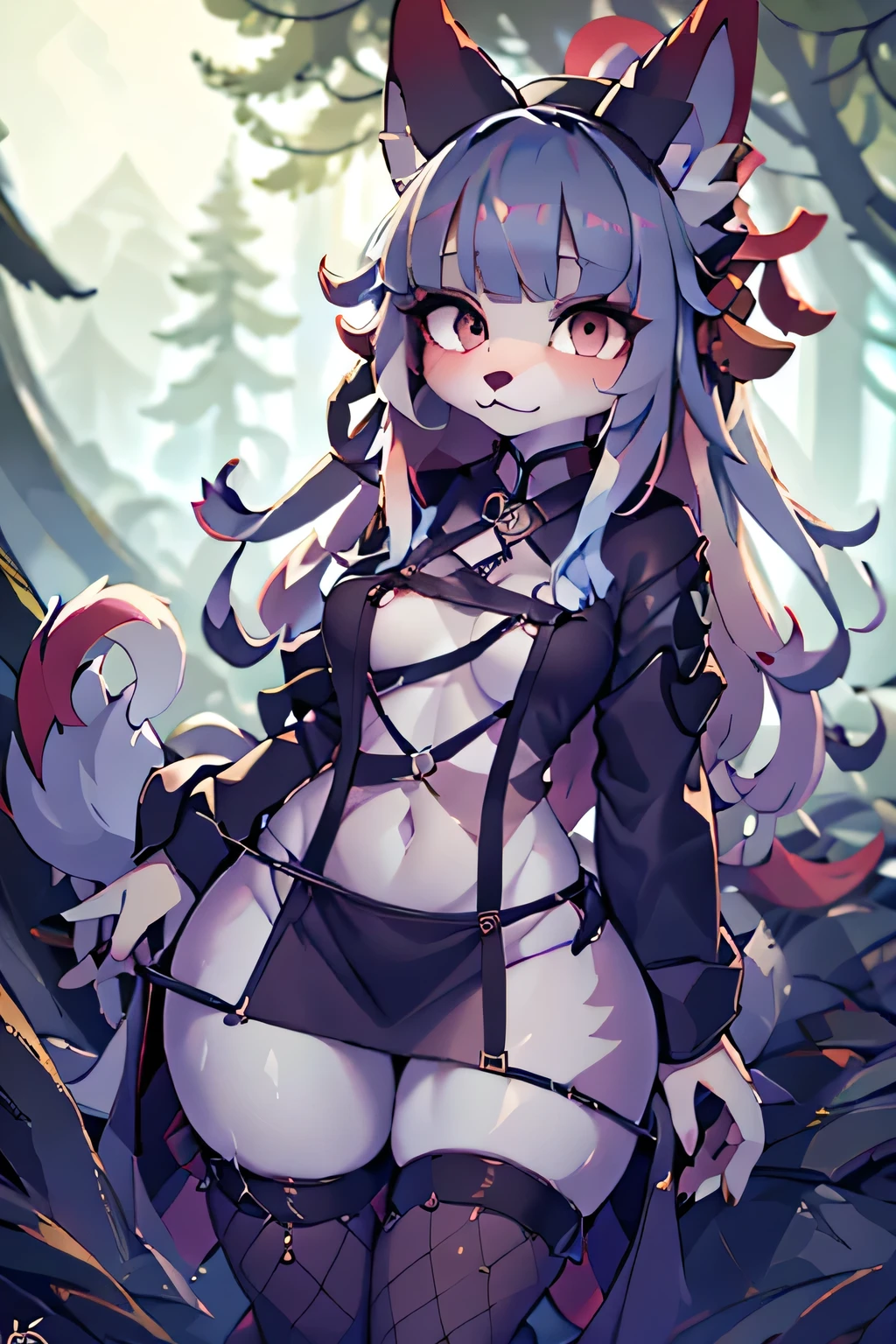 (High resolution, best quality, masterpiece), detailed, ultra detail, 1female, physically fit, curvy, slender body, fierce expression, dark eyes, (detailed eyes), Purple hair, short length hair, full body, ((dragon horns)), ((face: dragon scales)), face covered in scales, ((topwear: fur lined coat, bottomwear: tight jeans)), snowy background, part draconic, somber expression, inhuman, reptilian skin