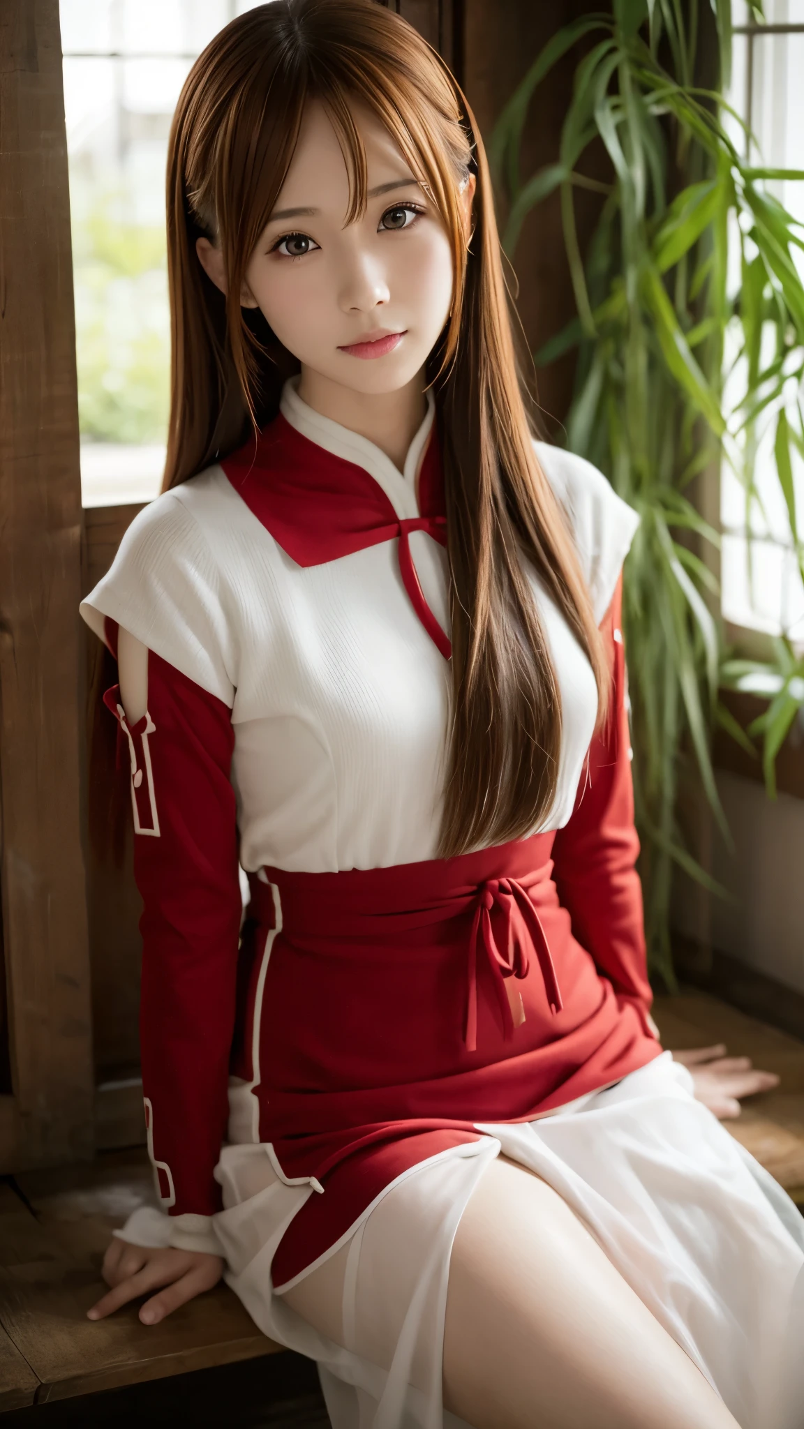 Une femme, 25 ans, cheveux longs, red hairs, rousse, beaucoup de Détails, dans un volcan, japanese outfit, collant, lunette, nattes, in a library