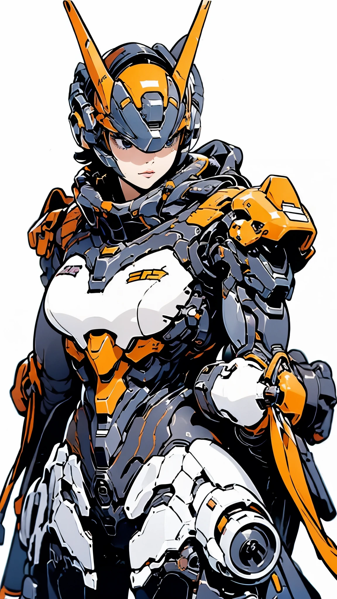 Strengthen the outer frame、Upper Body、Hangar、girl、Black Hair、Shortcuts、Simple Background、Mecha Warrior、Masterpiece、Highest quality