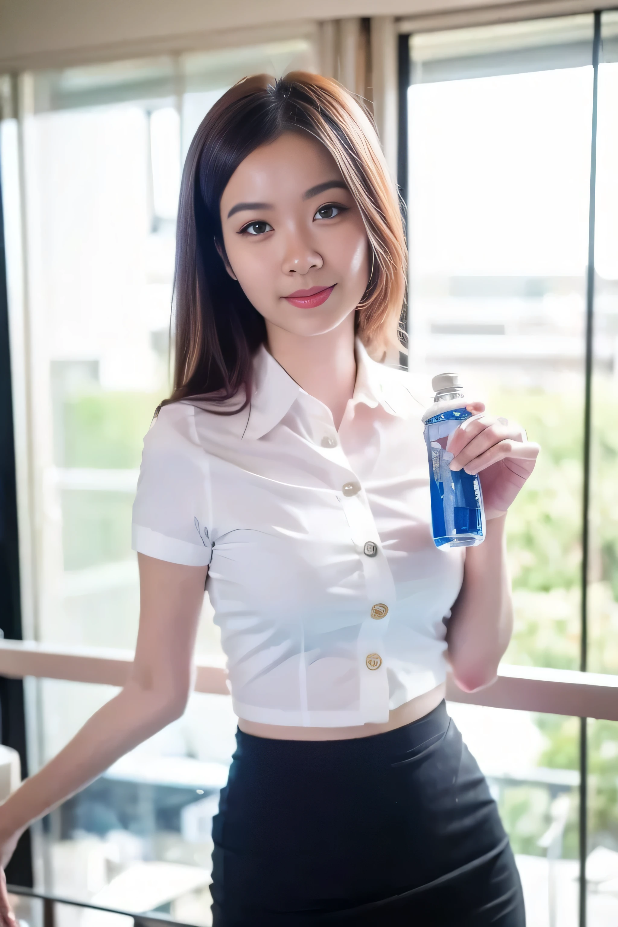8K image quality、Crisp focus,realisitic、(Raw photography:1.2)、(photoreallistic:1.4)、finely detail,Best Quality, offcial art, Maste Piece, textile shading,only girl、Whole human body、japanes、Detailed eye、looking at away、detailed faces、a perfect face、Perfect Body、Troubled face、Reluctant 25-year-old woman、Beautiful skin、skin whitening、Beautie、beauty legs、Brown eyes、双眼皮、Longhaire、Light brown hair、Straight hair、(((White blouse、Light blue and plain flared skirt、Office Lady))),(((Small breasts,))),s Office、Sitting in a chair、Desk and computer、At work,(((Maxi skirt))),(((cum in thigh:1.4)))、(((Sperm fluid:1.2)))、((Pull up the skirt with your hands))