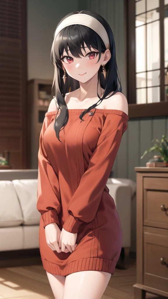 High resolution,In 8K,Highest quality,detailed,Semi-realistic anime,Anime 3D Style,Smooth anime CG,One Girl,One Japanese woman,slim,Modeled,Shiny brown hair,Medium Hair,detailedな顔,Beautiful and detailed,Glowing Skin,(Dark red turtleneck knit),necklace,straggling hair,Angel-like hair,Small breasts,((Deep violet sparkling eyes)),((Looking into the camera)),((Shut your mouth.)),((Laughter)),