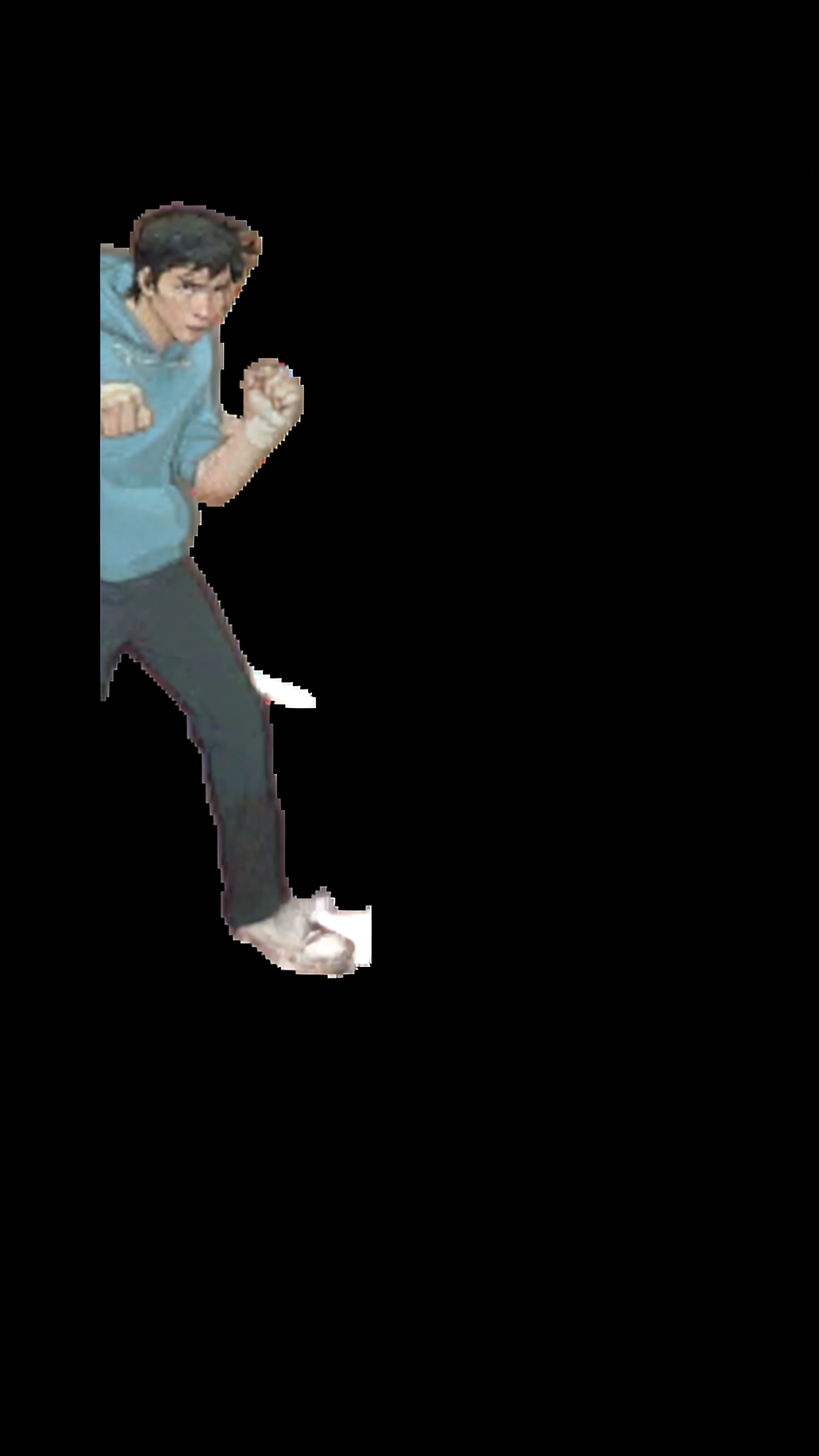 masterpiece, detailed quality, 1girl, solo, white background, score_9, source_anime, score_8_up, score_7_up, x3dce, <lora:X3dCE_PDXL:.3> android 18, <lora:PD Terminalmontage Style:1.6> terminalmontage, humanoid, dot eyes, open mouth, 2+boys, disembodied penises,