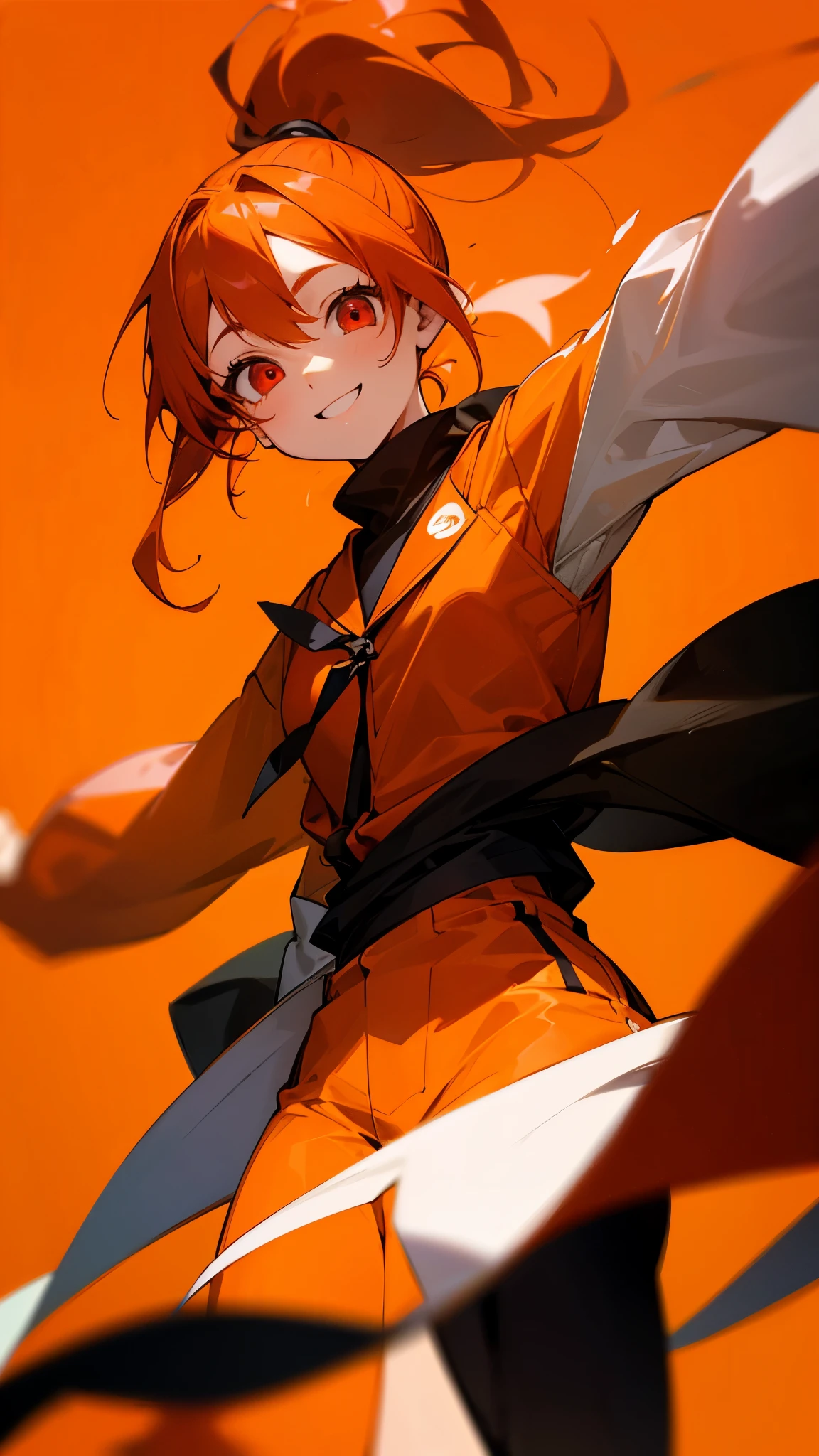 offcial art， Unity 8k壁纸， ultra - detailed， Beautiful and beautiful， tmasterpiece， Best quality， realistically， dents on the skin， Interface headset， tights under clothes，Racing Wear，Wear a coat，orange hair clothes，（（Kimono white））， white technical clothing, Yellow and black safety tape,japanese tradition，Common，Wear wooden shoes，white leggings underneath