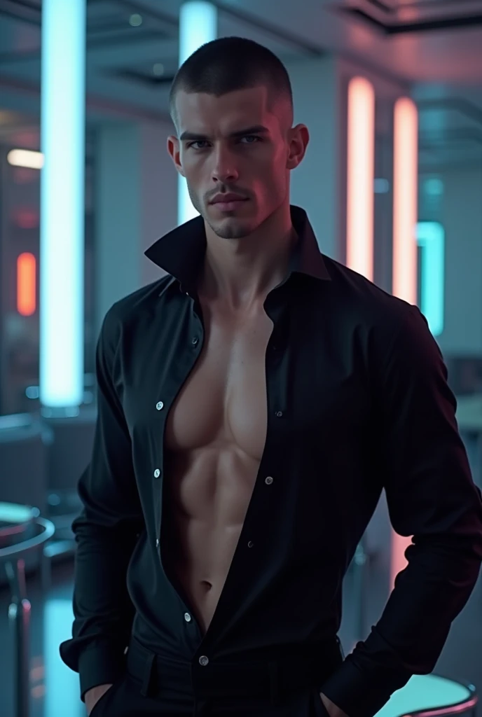 best quality, masterpiece, hyper realistic, extremely detailed, "1" text in red neon lights in the background, huge bulge in white jockstrap, extremely handsome chinito filipino man, stroking himself, grinning, muscular bodybuilder, half body, fill frame, dark cinematic lighting, extremely dramatic shadows, no background, perfect face, perfection, no signature, no logo