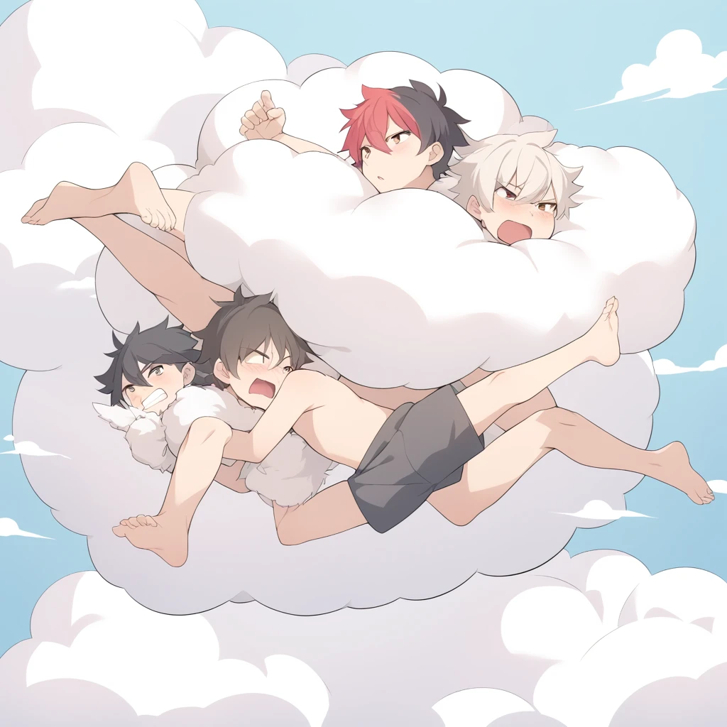 2boys, full body, male focus, muscular male, best quality, amazing quality, best aesthetic, absurdres, night club, surrounded by men, gay couple, official style, year 2023, game cg, looking at viewer, happy, looking at viewer, together on picture, yaoi, gay couple, emphasizing the extraordinary size of pregnant belly, pregnant belly, wet with milk dripping, at the center, (bakugou katsuki), Eijiro Kirishima red riot, boku no hero academia, nipples, arms back of head, wearing black short underwear, grin.
