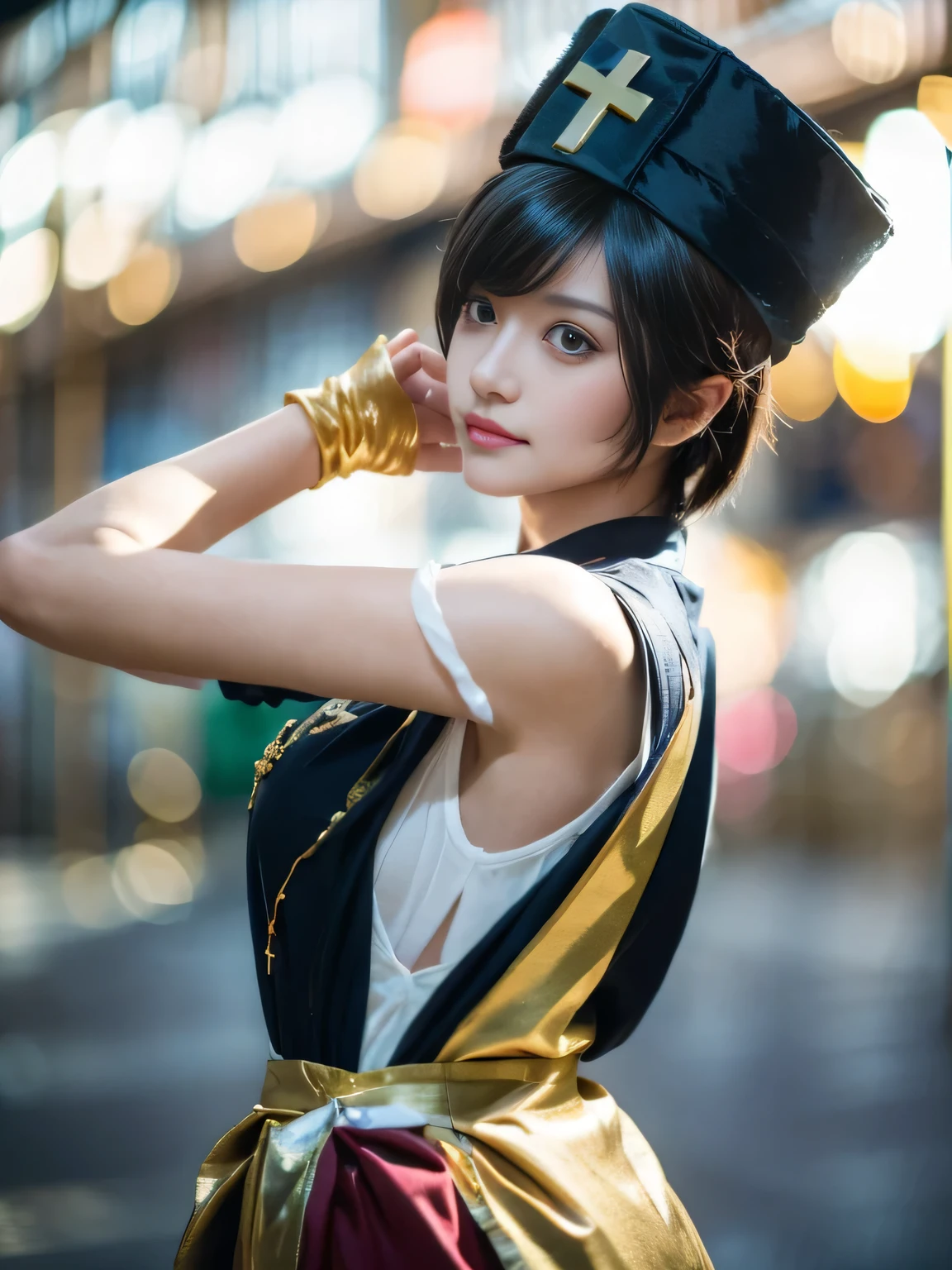 RAW, masterpiece, super fine photo, best quality, super high resolution, realistic, moonlight, night, a beauty, short hair, delicate facial features, perfect face, big breasts, yellow rune paper on the face, a lot of Taoist rune paper pasted on the body, Qing dynasty official uniform, white bandages with blood stains wrapped around the whole body, female zombie, Hong Kong Lin Zhengying zombie movie character, squatting on the ground, pale skin, fair skin, shiny skin, vampire teeth, amazing beauty, dynamic pose, delicate face, abandoned warehouse background, messy, Gorgeous, High Detail Skin, Realistic Skin Detail, Sharp Focus, Volumetric Light, 8k UHD, DSLR, High Quality, Film Grain, Realism