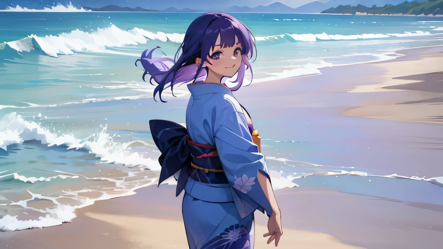 (masterpiece, best quality;1.3), ultra detailed, <lora:YukimeV4:0.9>, YukimeV4,looking at viewer, from above,
fighting stance, cowboy shot, japanese clothes, kimono, sash, bare legs, obi, sandals, short kimono, eating ice cream,sweating,
beach,