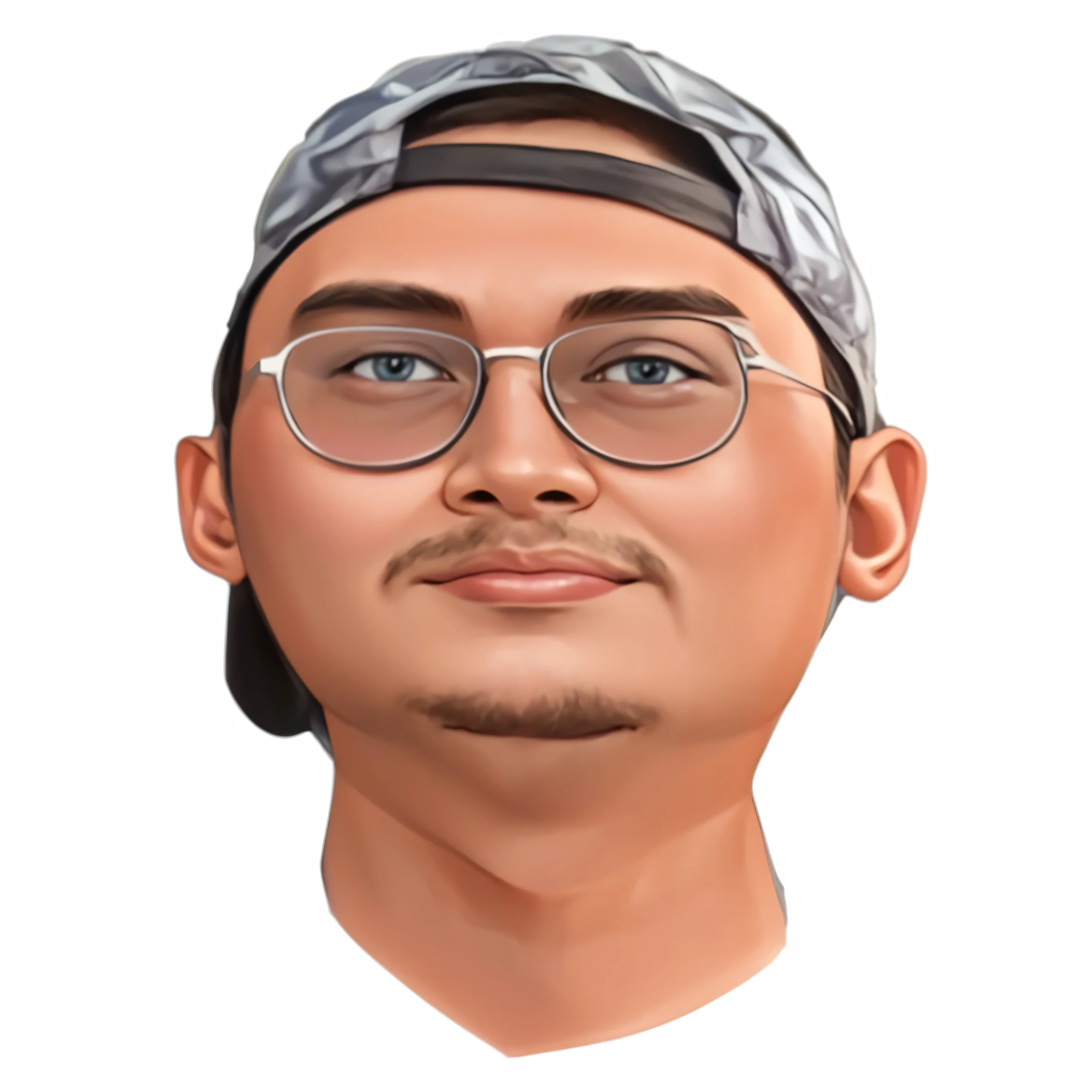 a close up of a man, Wearing glasses, Hat turned backwards, nft portrait, digital illustration portrait, 2d portrait, high quality portrait, cartoon portrait, potrait, ramil sunga, digitalportrait, digital portrait, profile portrait, headshot profile picture, professional profile picture, inspired by Rudy Siswanto, full protrait, portrait illustration, caricature illustration