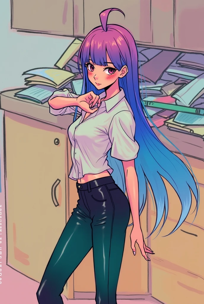Rainbow Dash, Rainbow Dash of My Little Pony, Rainbow Dash as a girl, business suit, blazer, pencil upskirt, bare legs, high heels, office lady, posing, upskirt, vagina desnuda, tetas desnudas, tetas medianas, trasero desnudo, (solo desnuda, piernas desnudas, vagina abierta, vulva desnuda, blusa abierta, no Bra, tetas al aire, nipples, vagina abierta, pechos perfectos, rostro hermoso, vagina expuesta, sexo inminente