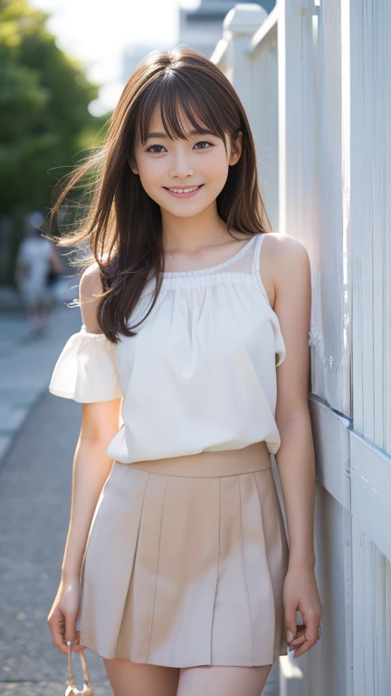 Japanese、18-year-old、Very slim、((Smiling))、Summer clothing