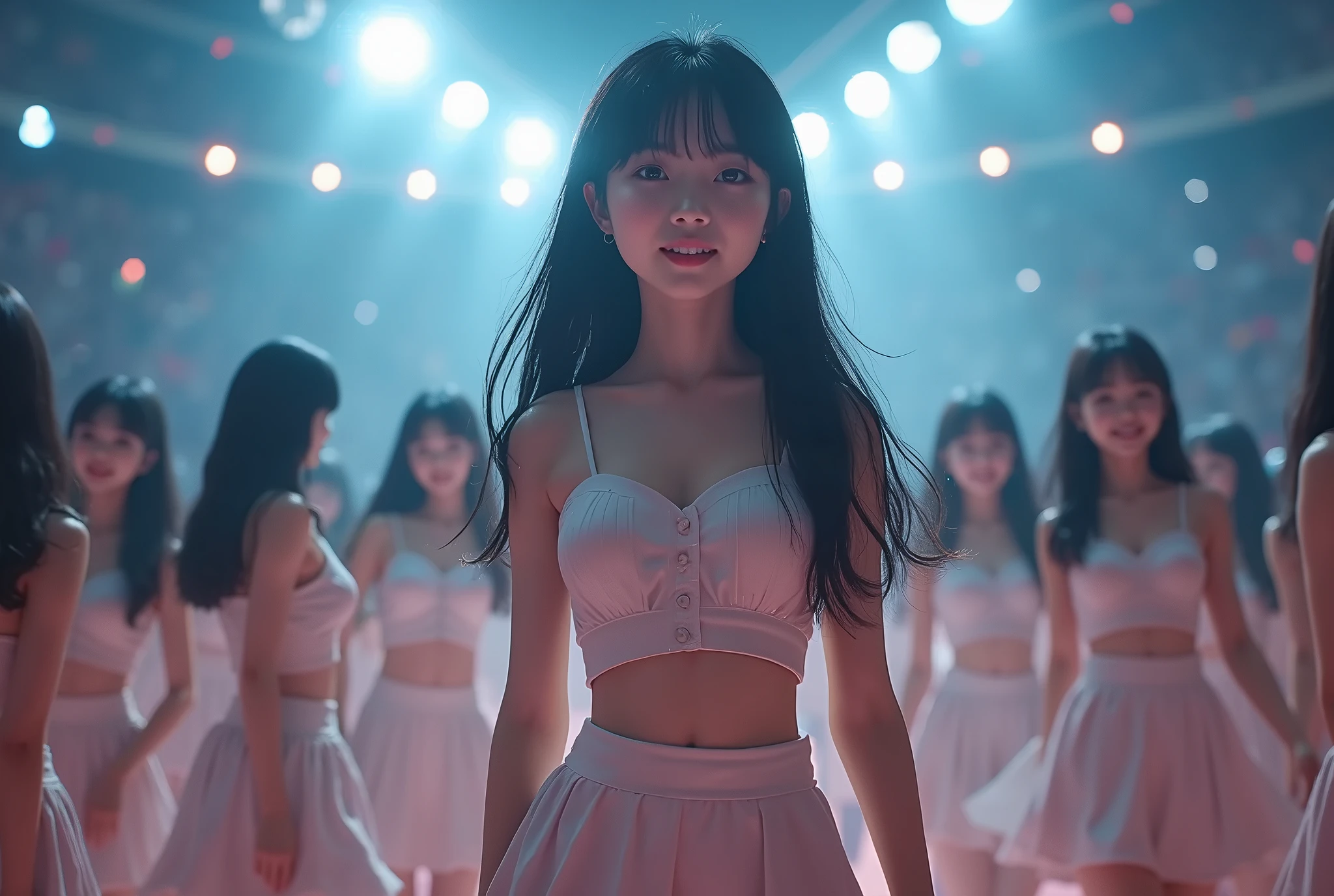 [Japanese Clone girls=Myself], [Perfect Clone girls Raw Photography Art], [16K, Highest quality, Ultra-high resolution], (((Unrealistic, Unprecedented sight, (((A World of Myself Proliferation, Ultra-realistic)))))), (Japanese, woman, 22-year-old, Saito-Asuka), ((Small face, Brown and black hair, Short Hair)), ((Very beautiful detailed girls, Accurate body structure, Very detailed and perfect super busty body)), ((amazing super big tits, Large, swelling breasts)), (Dark Eyes, Mature face, Cute Smile, A gentle gaze), (Happy laughter), (((((Very detailed, 1girl-1,000,000,000,000,000,000,000,000,000,000,000,000,000cloning girls))))), (((((A very detailed and precise description of the doppelganger, Perfectly the same girl, The exact same smile, Perfect same hair, Perfect same clothes, Exactly the same height, Perfect same super busty))))), (((((Myself only))))), [(Very detailed,№１group, on stage, アイドルgroup, Nogizaka46's stage costumes, 30,000Myself), (Very detailed,№２group, Audience seats, Pale pink camisole, 150,000,000Myself) ] ((Perfect description, Smiling face, hug, wave hands, Matching poses, Matching dance)), (((Very detailed, Super crowded in a different dimension, Abnormal crowding, Super crowded))), (Large Concert Hall, Spotlight, Live Stage Lighting), (((Wide field of view, Very detailed and clear hyper-perspective drawing)))),top view