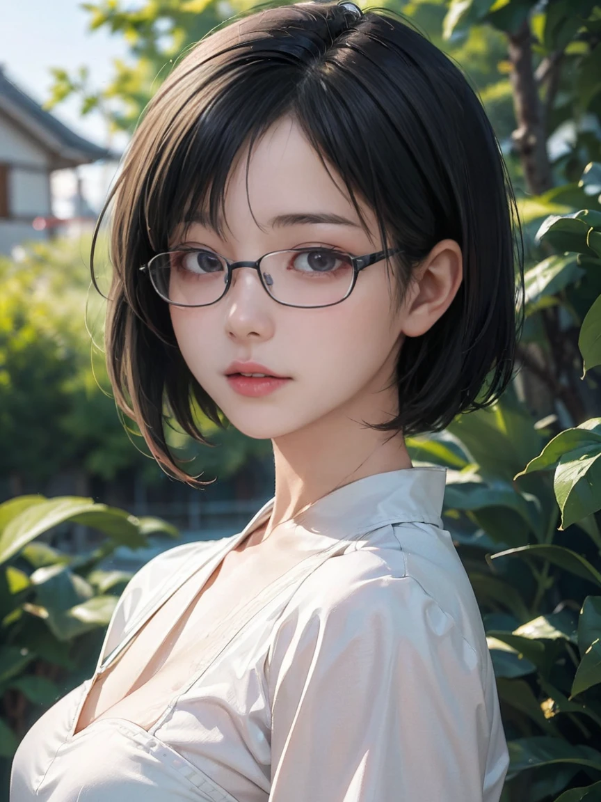 8k,Best Quality,(masterpiece:1.2),(Realistic),(Realistic:1.37),Ultra-high resolution,1. ((Japanese women))、((Mature Woman))、((Married Woman))、Droopy eyes,Beautiful teeth alignment,((Wear rimless glasses))、((Black short bob hair))、 ((Front View))((Lean forward&#39;chest)),((Upper body close-up))Well-formed fingers,((Tennis Player))(((She is wearing a sleeveless tennis outfit..))),(((chest部は大きく開いています, あなたのchest元を強調する.)))((大きなchest))、((Big Breasts))((Accentuate nipple protrusion))、Perfect body,Perfect Fingers,Beautiful Skin,Professional Lighting,gravure,Detailed face and skin texture,fine grain,RAW Photos