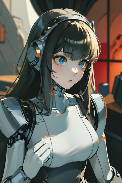 (masterpiece),(Highest quality),(Super detailed),(Best illustrations),(Best Shadow),(Absurd),(Detailed Background),(so beautiful), 16K, 8K, 4K,(Best Shadow),robotization,woman ,big bust,Robot Joint ,Metal skin,Black robot Suit,long hair,a black robot suit that covers the whole body,robot hand,cyber bodysuit,mecha head,(Detailed hands and fingers:1.2),Ball joint robot body,doll joint,beautiful face,beautiful robot girl,robotic eye,robotic hands,(no more human skin),android girl,cyborg girl,F cup, sexy body,(machine made joints:1.2),(machanical limbs:1.1),(blood vessels connected to tubes),(mechanical vertebra attaching to back),(mechanical cervial attaching to neck),aegis(persona3),no messy picture style