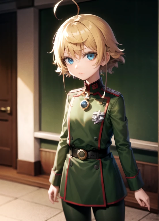 1girl, blonde hair, curly hair, short hair, hair down to chin, germany uniform, black uniform, necktie, red Edge,, black cap, military uniform, germany military black uniform, looking at viewer, mature woman, ww2, nazism 