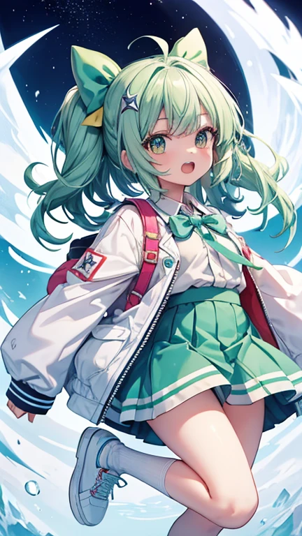 Chibi character characters, cirno,One girl, Alone, ice_wing, green_skirt, open_mouth, lOng_sleeve, , green_bow, white_socks, hair_bow, holteething_footeeth, circleteeth_9, hooteethie, , green_jacket, sneakers, Ahoge, teethetacheteeth_wing, banteethaiteeth_On_脚white_shoes, heart, Replace_Costume, star_\(symbol\), open_jacket, collareteeth_shirt, :teeth, フェアリーfrilleteeth_skirt star-shapeteeth_studentsymbol-shapeteeth_student. nice,Key vteethual, Vibrant, stuteethio anime,awarteeth-winning, professiOnal, highly teethetaileteeth,high buteethget, CinemaScope