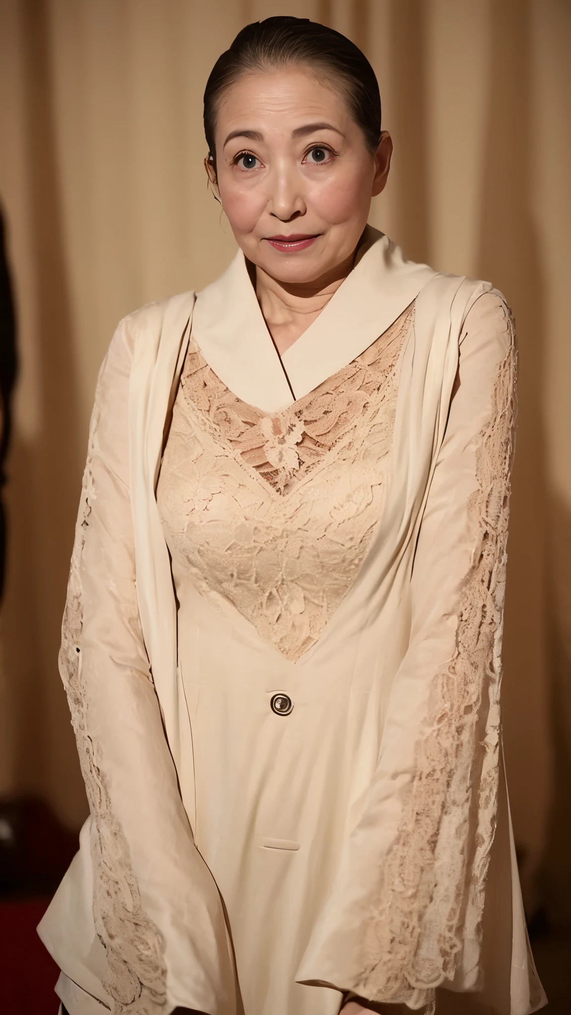 Remove the background, gravure, ID photo, masterpiece, Best Quality, Very detailed, Realistic, Very detailed肌, Perfect Anatomy, ((Being thin:1.3)), Heavy makeup, Red lips, ((Very old people)), (1 Japanese Mature), (Alone), 160 years old, Large Breasts, Mature female politician, Glamour, Sexy, Chromo white skin, looking at viewer,