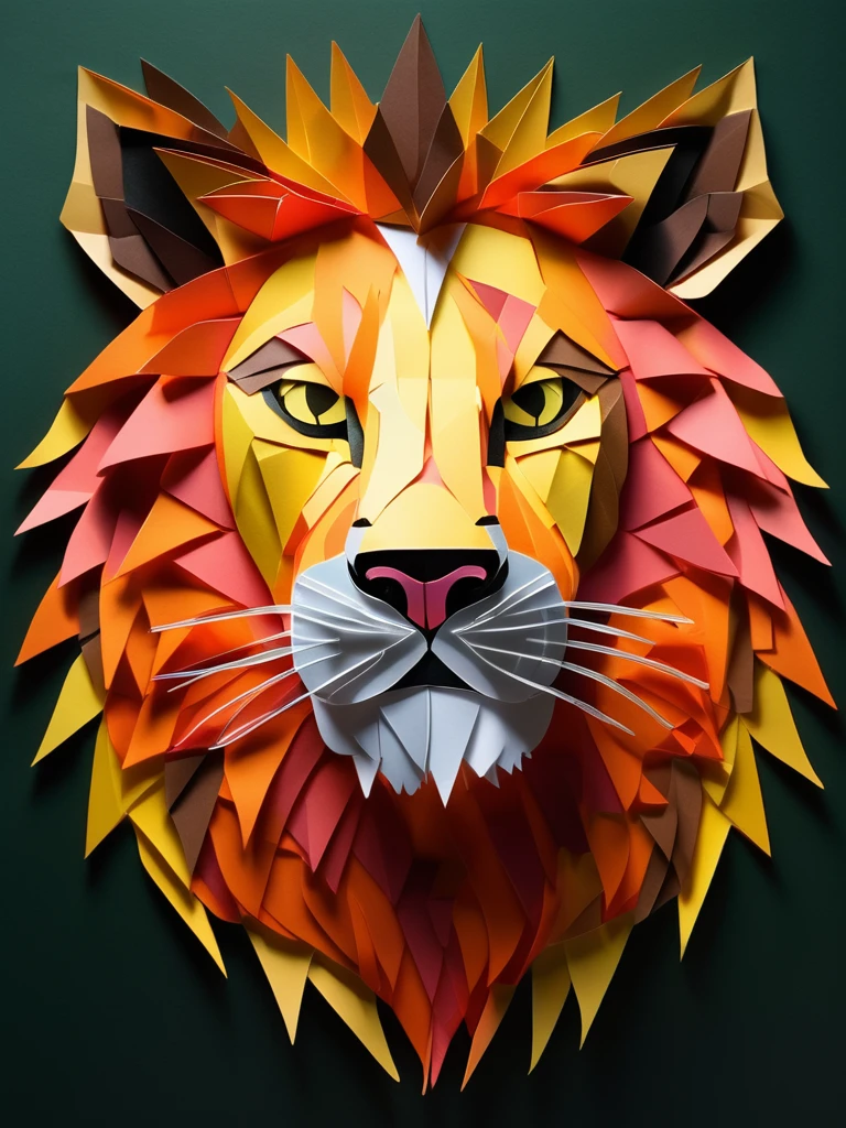 A lion  in the PaperCutout style  Very detailed, clean, high quality, sharp image