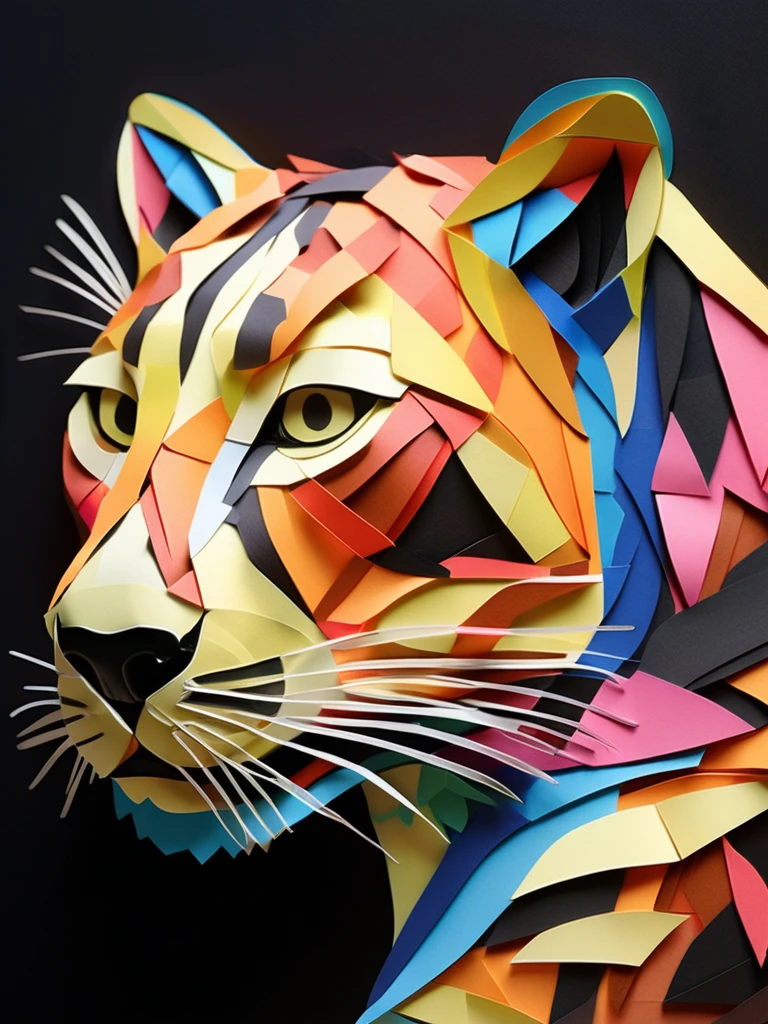 A leopard  in the PaperCutout style  Very detailed, clean, high quality, sharp image