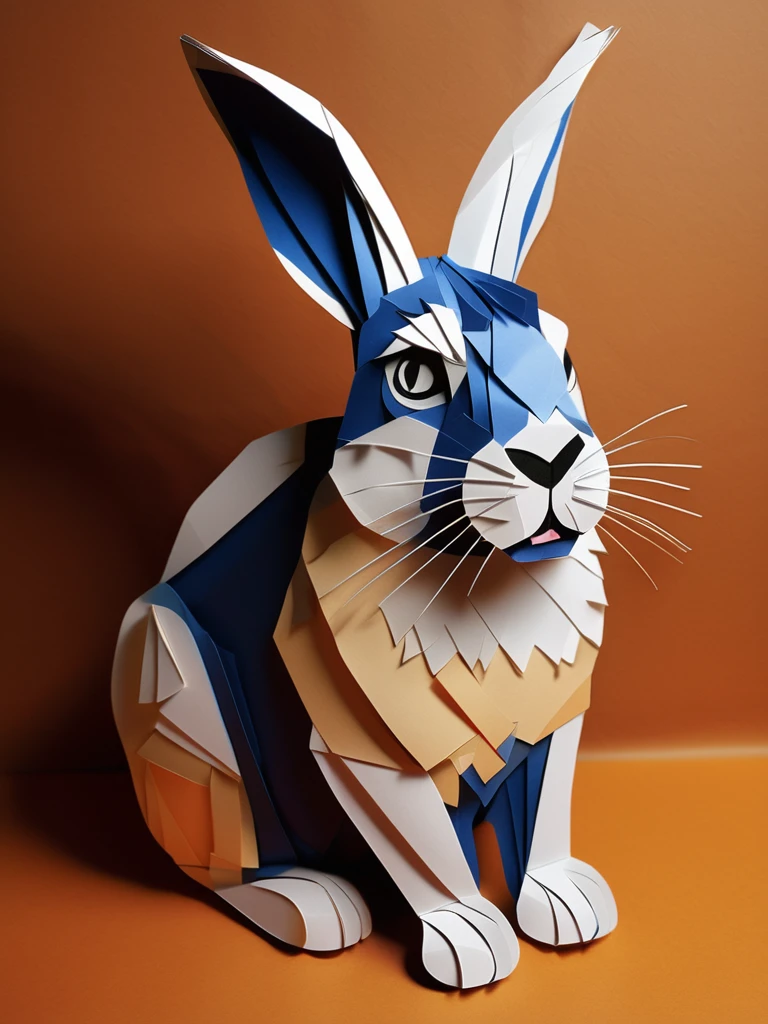 A rabbit  in the PaperCutout style  Very detailed, clean, high quality, sharp image