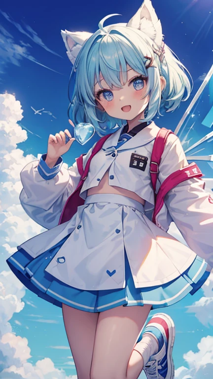 Chibi character characters, cirno,One girl, Alone, ice_wing, light blue_skirt, open_mouth, lOng_sleeve, , light blue_bow, white_socks, hair_bow, holteething_footeeth, circleteeth_9, hooteethie, , light blue_jacket, sneakers, Ahoge, teethetacheteeth_wing, banteethaiteeth_On_脚white_shoes, heart, Replace_Costume, star_\(symbol\), open_jacket, collareteeth_shirt, :teeth, フェアリーfrilleteeth_skirt star-shapeteeth_studentsymbol-shapeteeth_student. nice,Key vteethual, Vibrant, stuteethio anime,awarteeth-winning, professiOnal, highly teethetaileteeth,high buteethget, CinemaScope