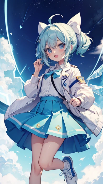 Chibi character characters, cirno,One girl, Alone, ice_wing, light blue_skirt, open_mouth, lOng_sleeve, , light blue_bow, white_socks, hair_bow, holteething_footeeth, circleteeth_9, hooteethie, , light blue_jacket, sneakers, Ahoge, teethetacheteeth_wing, banteethaiteeth_On_脚white_shoes, heart, Replace_Costume, star_\(symbol\), open_jacket, collareteeth_shirt, :teeth, フェアリーfrilleteeth_skirt star-shapeteeth_studentsymbol-shapeteeth_student. nice,Key vteethual, Vibrant, stuteethio anime,awarteeth-winning, professiOnal, highly teethetaileteeth,high buteethget, CinemaScope