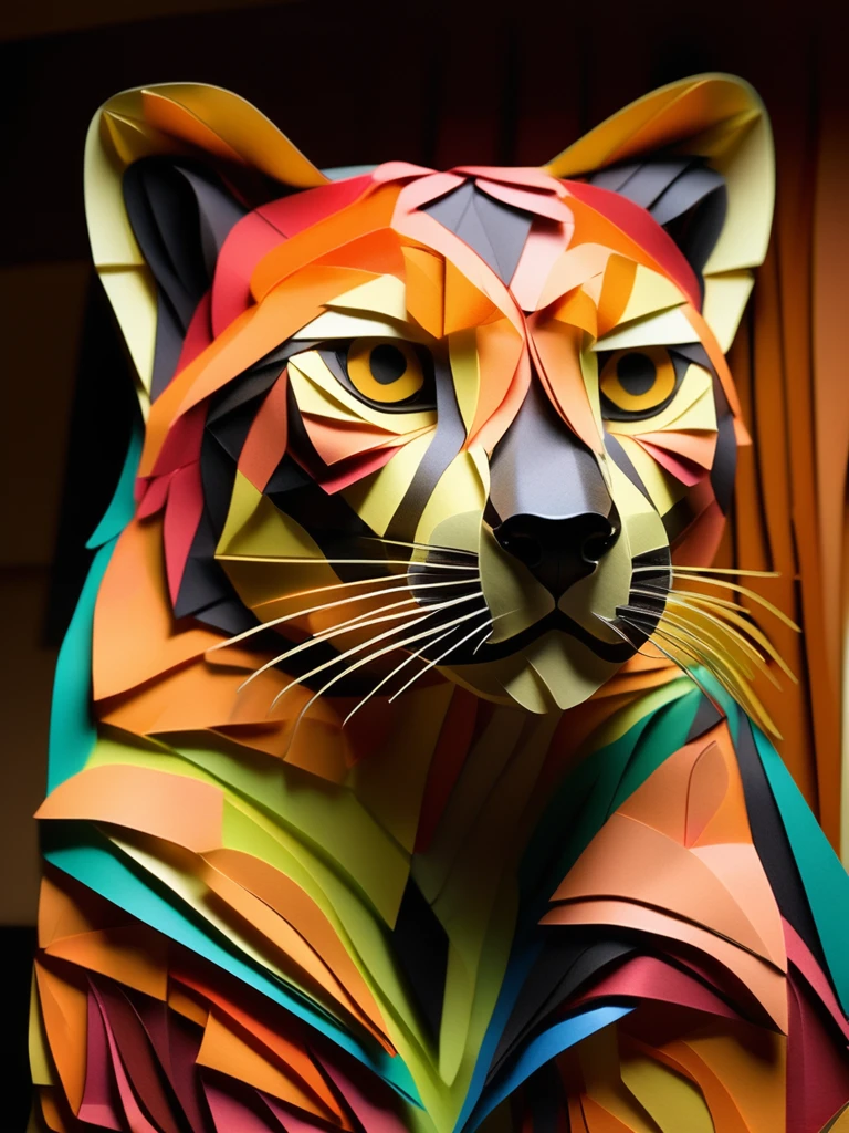 A cheetah  in the PaperCutout style  Very detailed, clean, high quality, sharp image