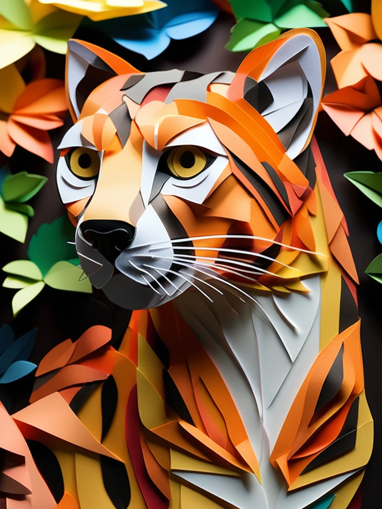 A cheetah  in the PaperCutout style  Very detailed, clean, high quality, sharp image