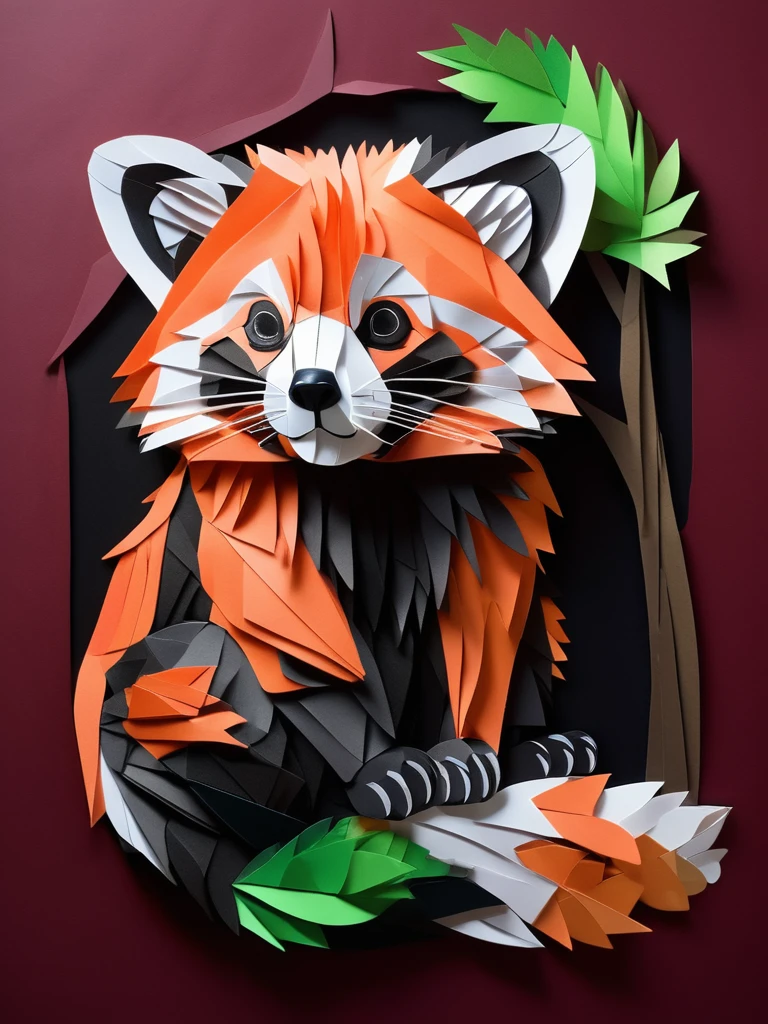 A red panda  in the PaperCutout style  Very detailed, clean, high quality, sharp image