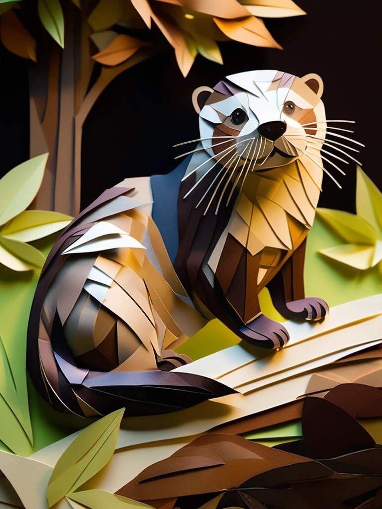 A otter  in the PaperCutout style  Very detailed, clean, high quality, sharp image