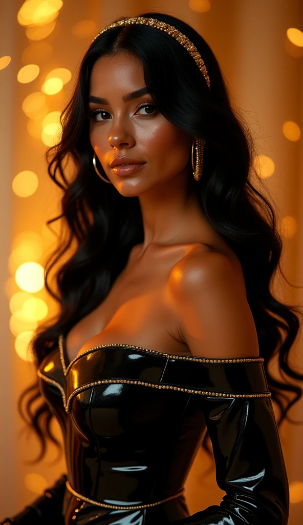 beautiful Instagram model, (long black hair, wearing a beautiful disco dress ) , full body view, ((big boobs)), (hourglass figure), (white girl), detailed face, beautiful eyes, luscious lips, cinematic lighting, photorealistic, highres, 8k, (best quality:1.2), (realistic:1.37) , (full body view)