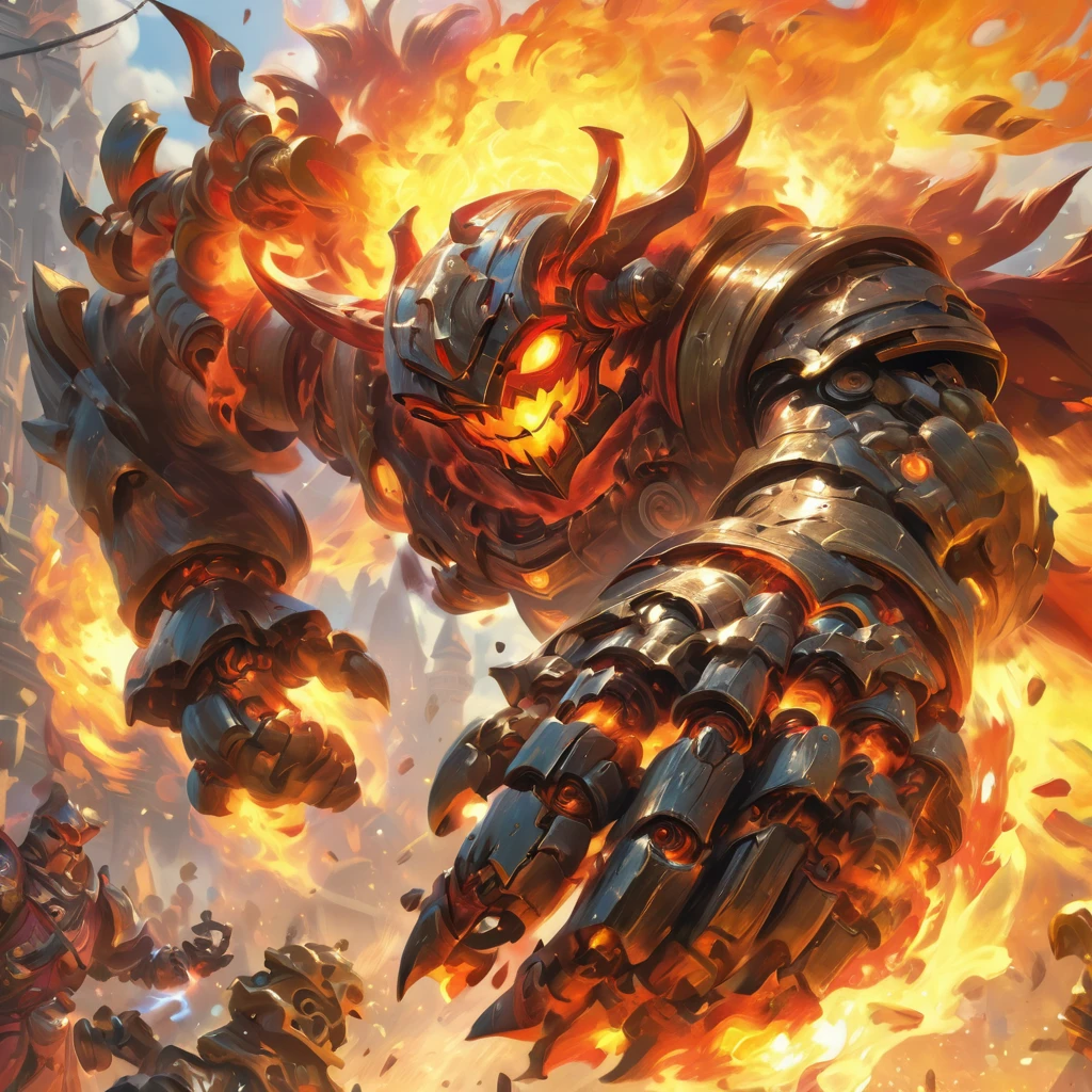 Despite the full counterattacks from two alliances and heroic spirits, they still feel a great threat, a battlefield filled with collisions of flames and energy, the air filled with the scent of gunpowder and electricity, , 32k, best quality, masterpiece, super detail, high details,
