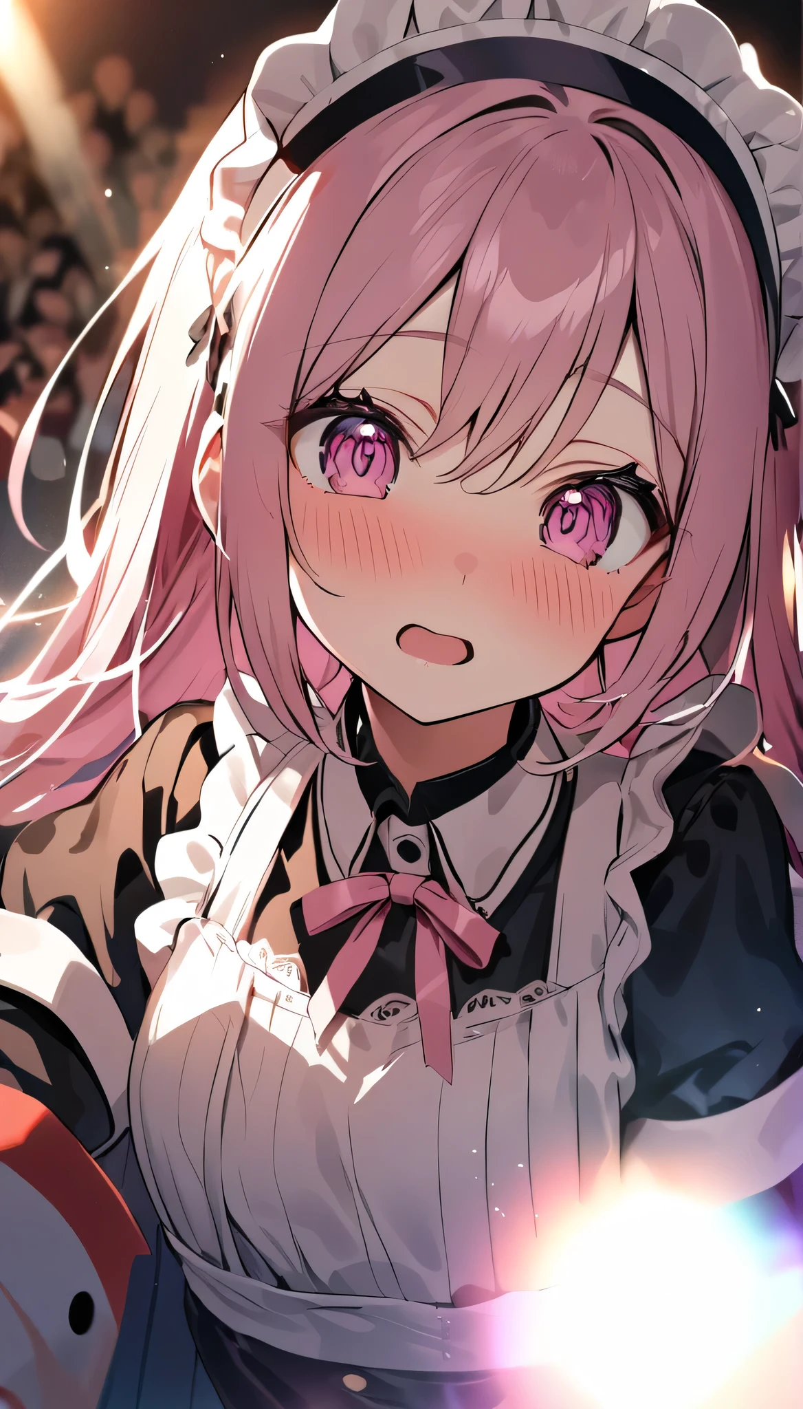 One Girl、Maid clothes、Bukkake、smile、Peace sign with both hands、Detailed face、おしっこBukkake、stand、Used Condoms、Illyasviel von Einzbern、