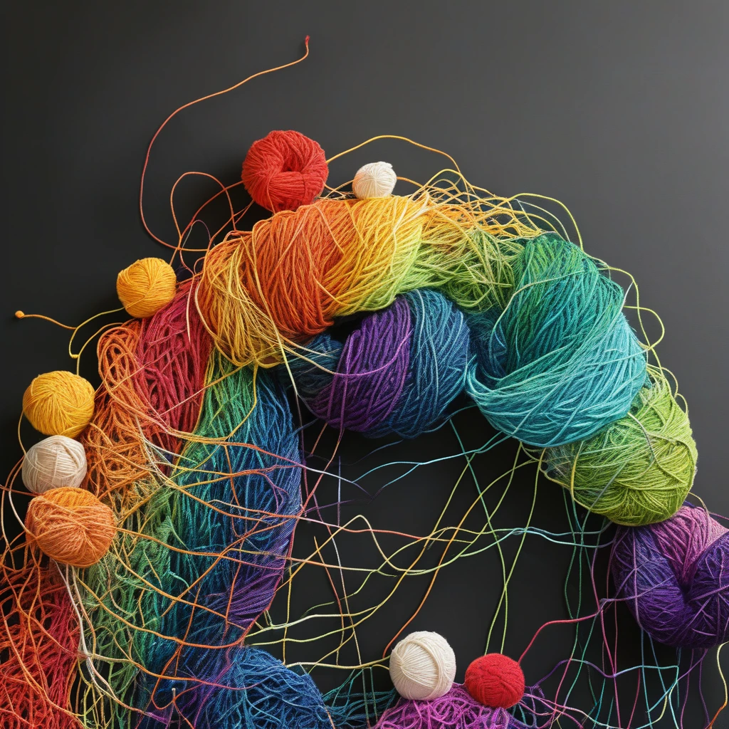 A rainbow Yarn art style  