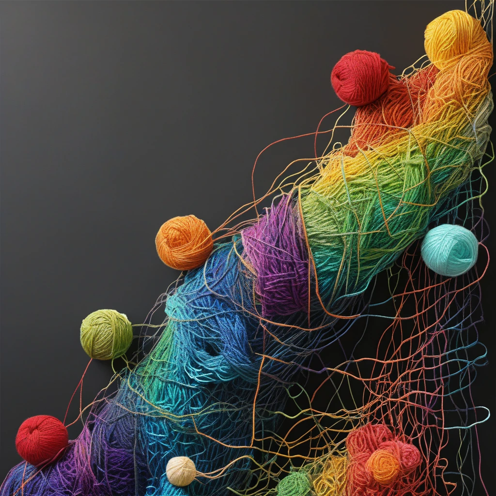 A rainbow Yarn art style  