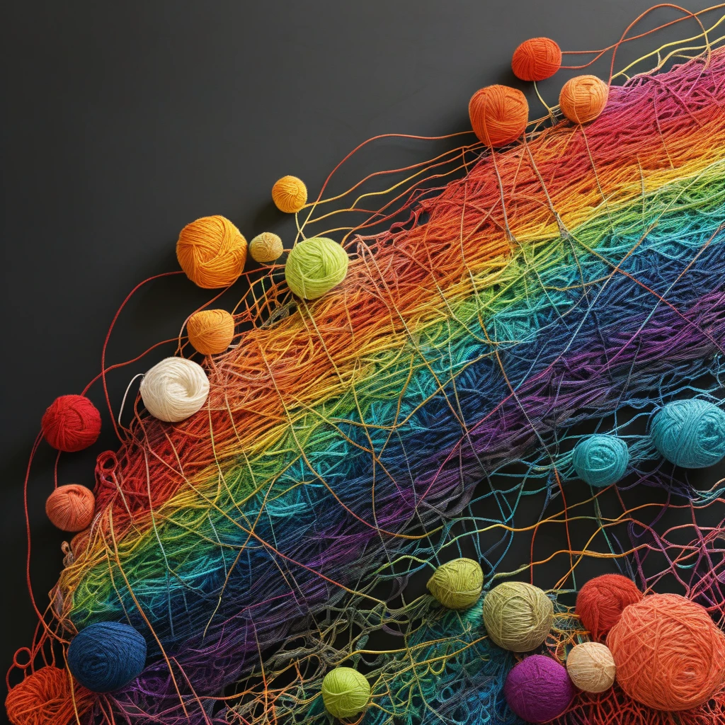 A rainbow Yarn art style  