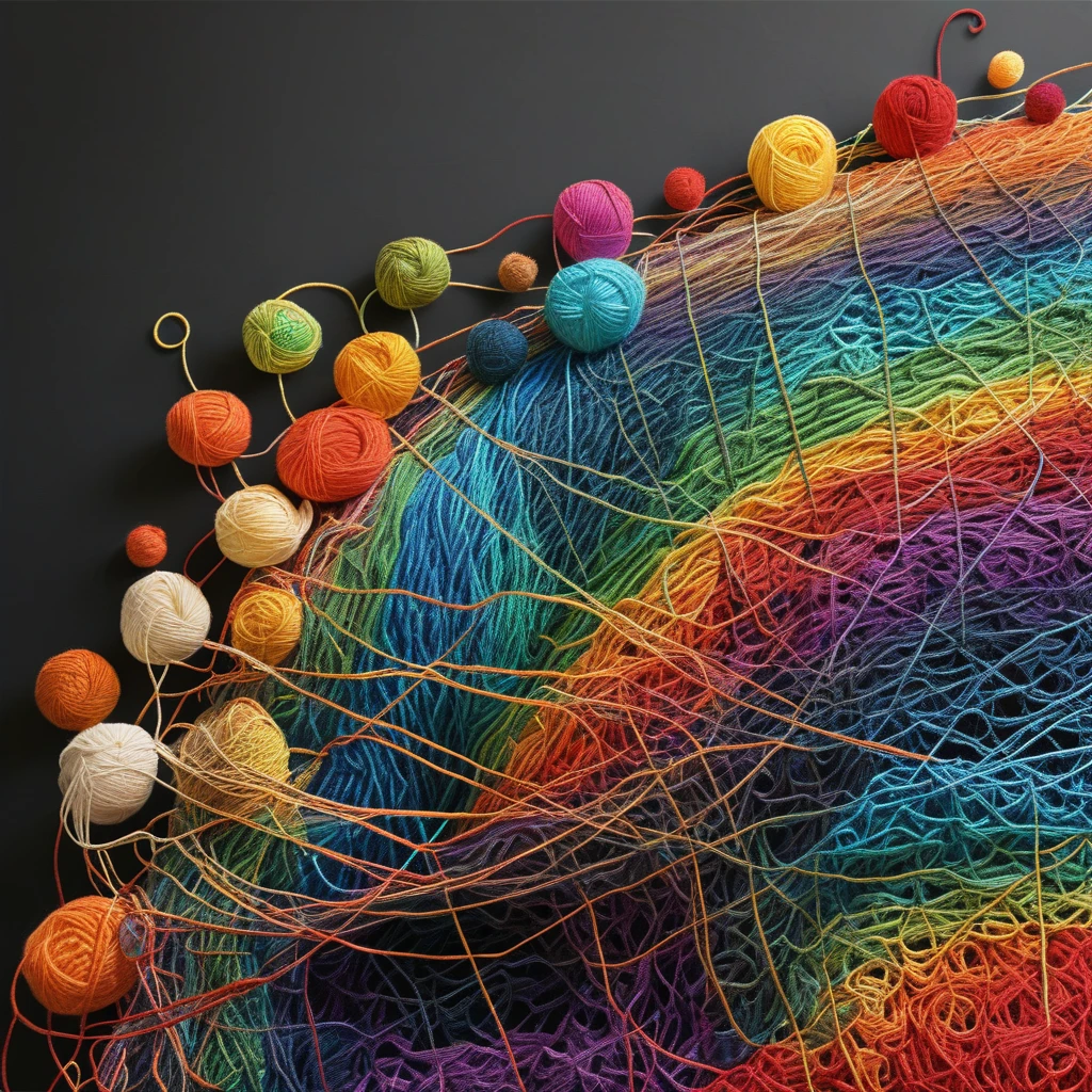 A rainbow Yarn art style  