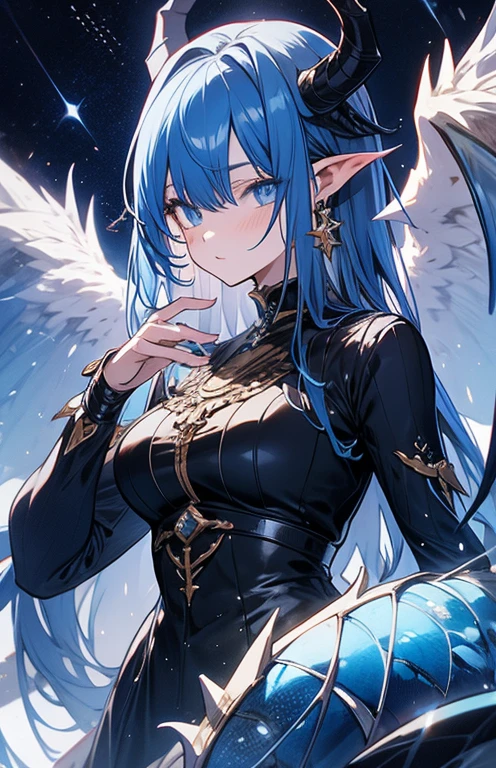 death, blood, night, darkness, (fantasy), infinity, deep blue sky, abyss of knowledge, knowledge, ((masterpiece)),(((extreme))),((beautiful detailed eyes)),(eyelashes) , monster, (1 female), blue hair, long hair, abyssal eyes, shiny skin, oil, small chest, (bird body, feathers), rags, Tzeentch, elf, extremely fine CG unity 8k wallpaper, masterpiece ,((ultra-detailed)),((illustration)), colorful, wallpaper, energy, unknown horror, arcane, magic surrounding, magic surrounding, magic wand, book pages, flying all over the sky, knowing what it is, predicting the future, understanding the past , Infinite Wisdom, Blue Flame, Warlock, Magic Circle, Pentagram, Mantra, Mantra, Singing Magic,