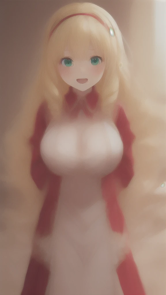 (masterpiece,best quality,8k,beautiful and aesthetic:1.2),
solid-best-physical-appearance-perfect::2,
cosplay,(HUGE BREASTS:1.1),wind,(floating hair:1.2),PERFECTEYES EYES,narrow_waist,slender,skinny,(dynamic_angle),(sexy posture),
SOLI,green_eyes,LIGHT BLONDE HAIR,hair_between_eyes,drill_hair,hairband,LONG HAIR,
full-face blush,blush,embarrassed,smile,open mouth,
red_dress,long_sleeves,frills,
indoors,bed,
