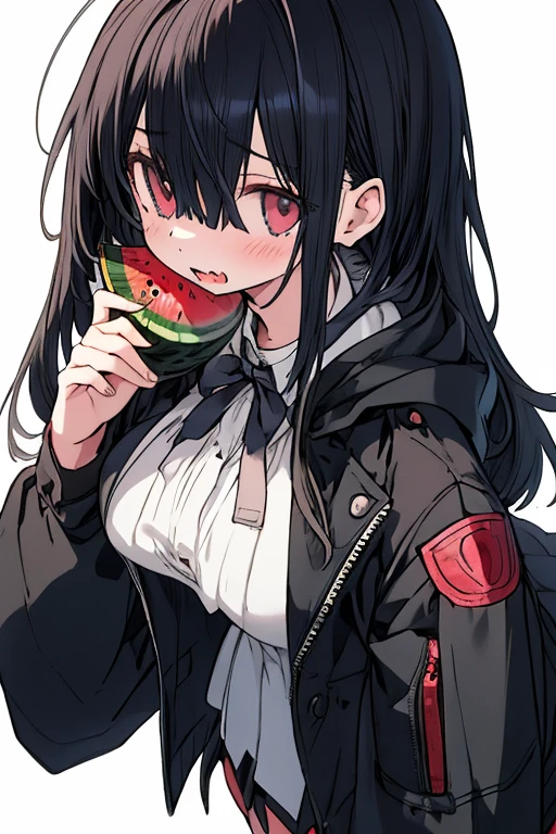 Shinomiya Kaguya, Shinomiyakaguya, Red eyes, small breasts, list brook, black fur, naked, saliva, after the kiss, trace of saliva, saliva thread, blush
