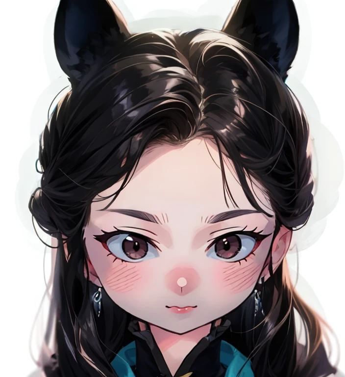 double buns hair style, cat ears, classic chinese hair, (masterpiece:1.2),(best quality:1.2), looking at viewer, curious face, gothic, (shiny skin:1.2), (depth of field:1.2), cinematic, cowboy shot, outdoors, night, town, dress, brown wavy hair, long hair, side bang, fringe, closed lip, chinese hair