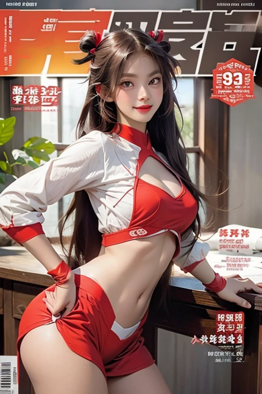full body, 1girl, White gloves, blue eyes, Colorful clothes, sailor senshi uniform, Hair accessories, Red bow, brooch, Brooch, earring, crescent moon, Heart necklace, Heart, black hair, Crescent earrings, headgear, SMSchool Uniform, ear piercing, eyebrows visible through hair, grin, gyaru, jewelry, kogal, long hair, looking at viewer, loose necktie, necktie, piercing, red eyes, ring, smile, solo, street, sky, (magazine:1.3), (cover-style:1.3), fashionable, woman, vibrant, outfit, posing, front, colorful, dynamic, background, elements, confident, expression, holding, statement, accessory, majestic, coiled, around, touch, scene, text, cover, bold, attention-grabbing, title, stylish, font, catchy, headline, larger, striking, trendy, (no panties)), (areola), ((dynamic pose))), (camel toe), (half), (pantyhose)), ((pantyhose stockings)), anatomic, illustration, modern, masterpiece, best quality, anatomically correct, anatomically correct, textured skin, anatomically correct, anatomically correct, anatomically correct, anatomically correct, textured skin, anatomically correct